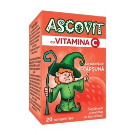 Ascovit Vitamina C 100 mg, aromă de căpșuni, 20 comprimate