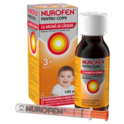 Nurofen pentru copii suspensie orală cu aromă de căpșuni, 100 ml