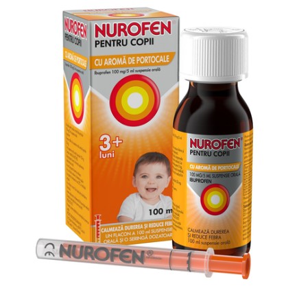 Nurofen pentru copii suspensie orală cu aromă de portocală, 100 ml