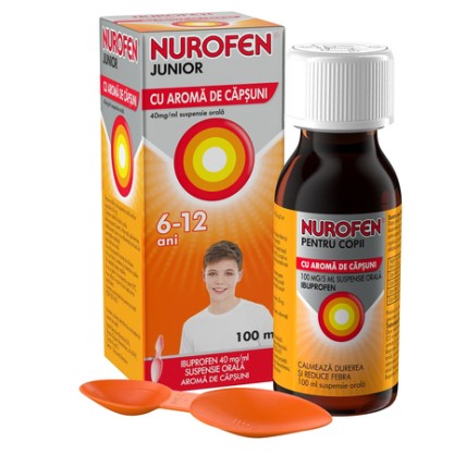 Nurofen Junior 4% suspensie orală cu aromă de căpșuni, 100 ml
