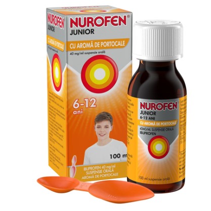 Nurofen Junior 4% suspensie orală cu aromă de portocală, 100 ml