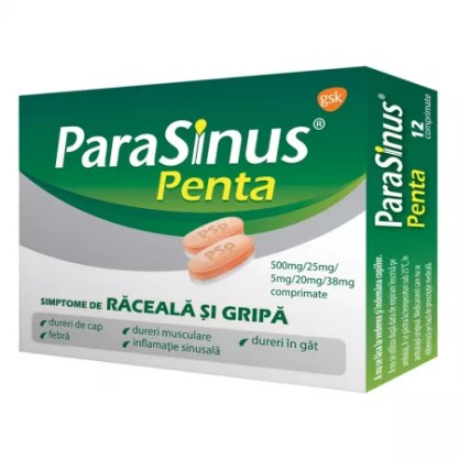 PARASINUS PENTA 500/38/5/25/20 mg, 12 comprimate