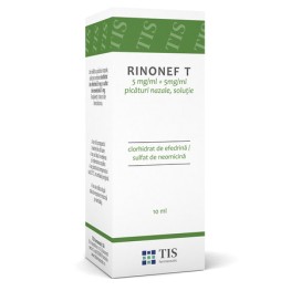 Rinonef-T 5 mg/ml + 10 mg/ml picături nazale, soluție, 10 ml