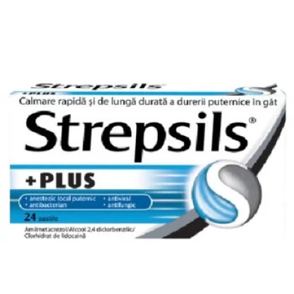 Strepsils Plus, 24 comprimate de supt