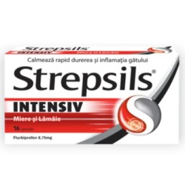 Strepsils Intensiv Miere și Lămâie 8,75 mg, 16 pastile