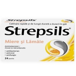 Strepsils Miere și Lămâie, 24 pastile