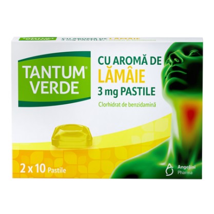 Tantum Verde Lămâie 3 mg, 20 pastile