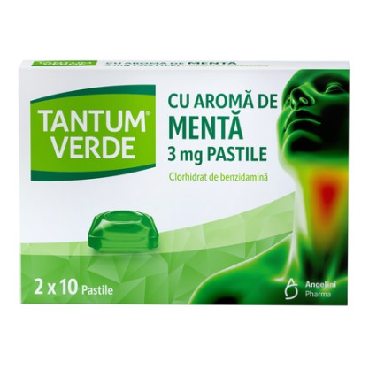 Tantum Verde cu aromă de mentă 3 mg, pastile
