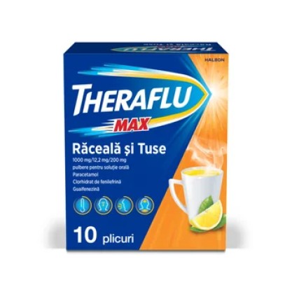 Theraflu Max raceala+tuse, 10plicuri